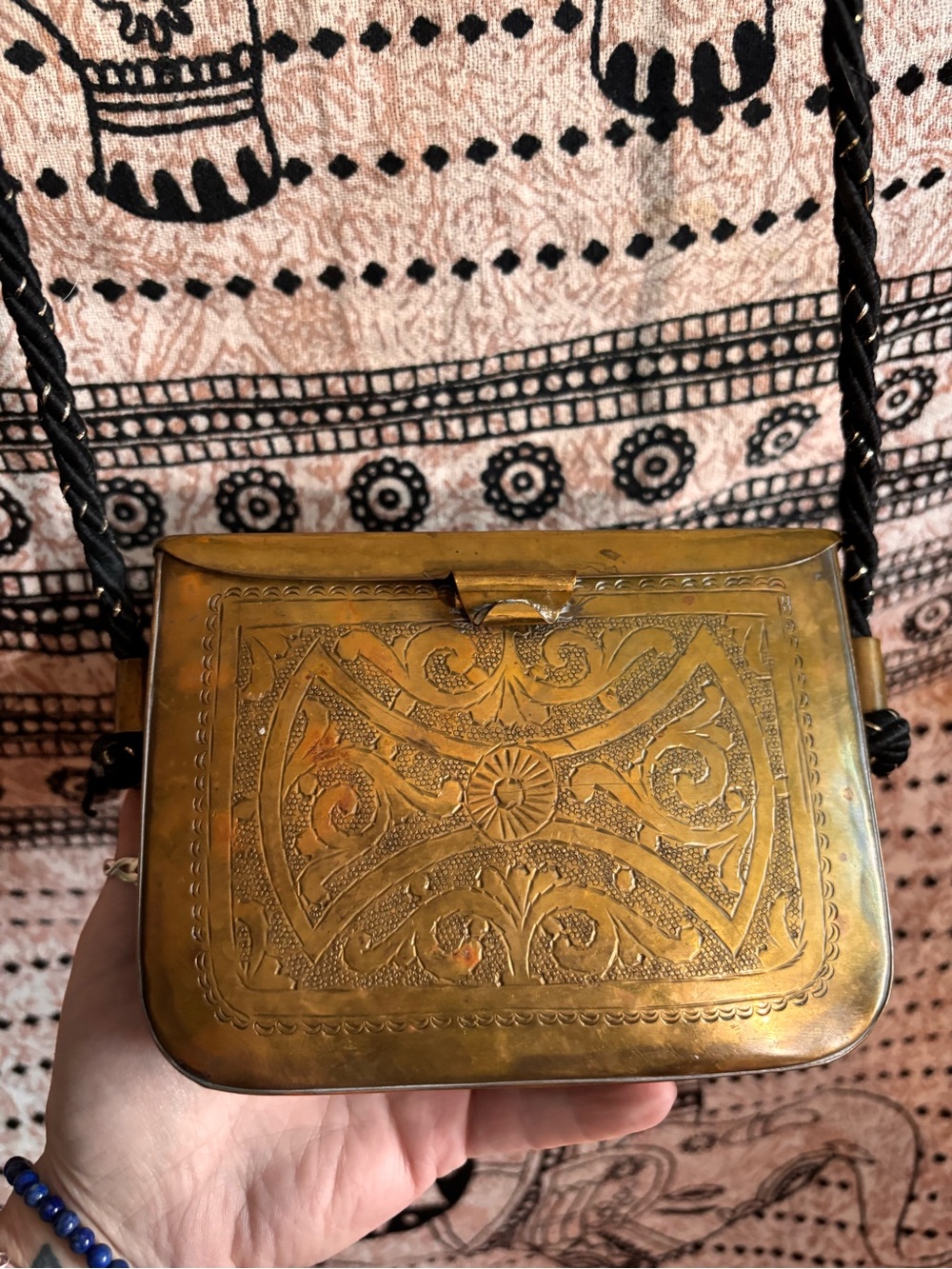 Vintage 1970s (I was told) Copper Brass Pillow Purse Like Handbag Unique Metal